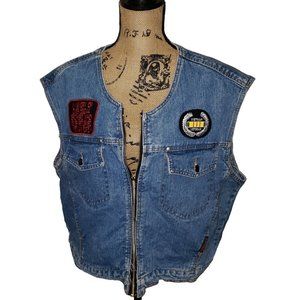 Harley Davidson Vintage Blue Jean Denim Motorcycle Vest with Patches XX-Large
